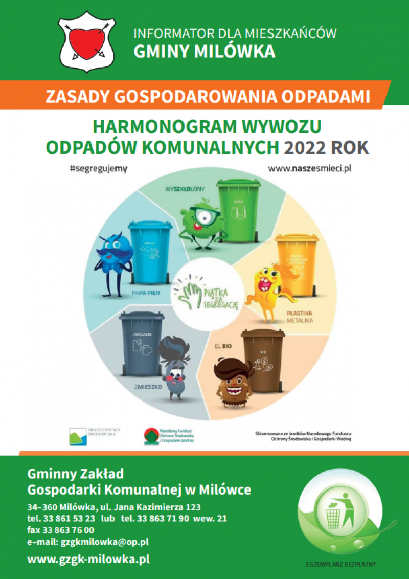 Harmonogram wywozu odpadów komunalnych 2022