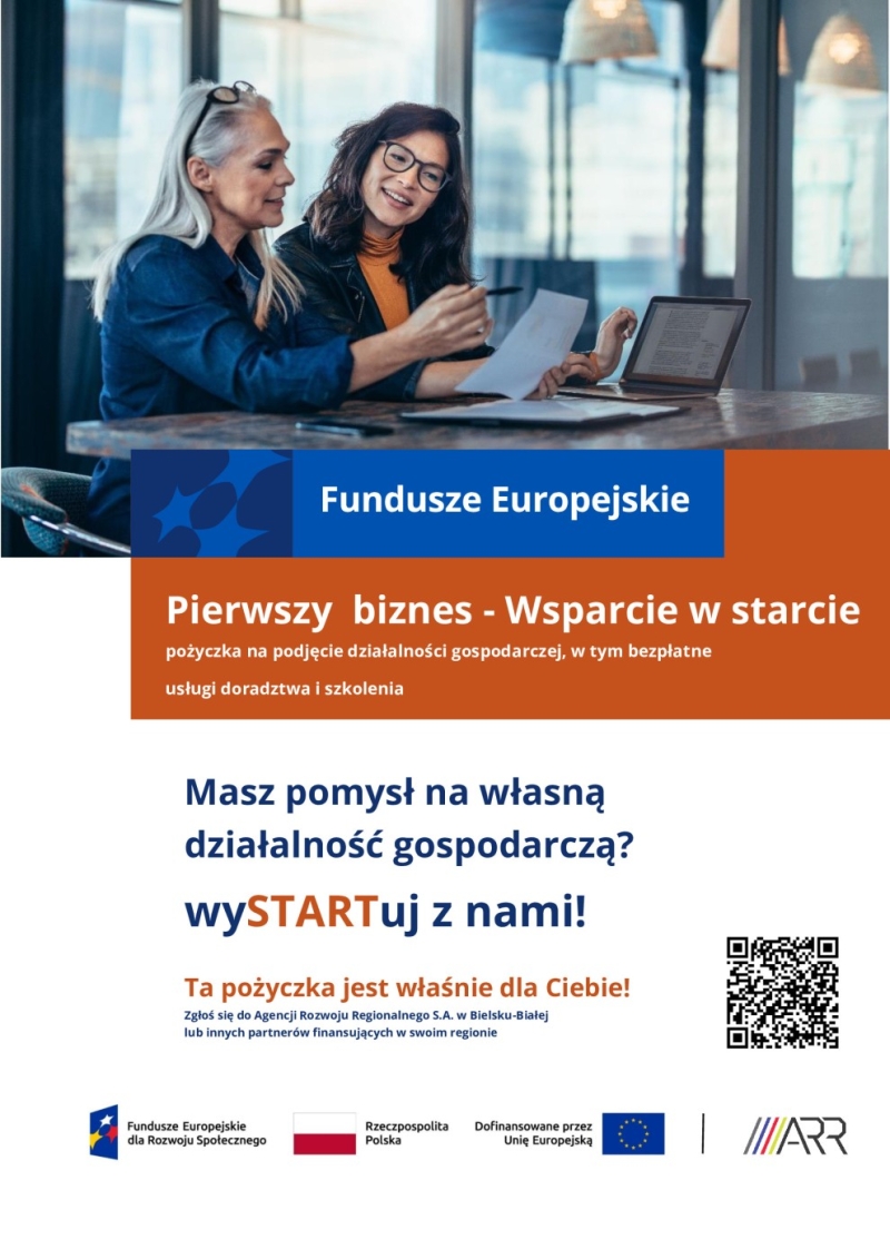 Informacja z Agencji Rozwoju Regionalnego S.A. w Bielsku-Białej - „Pierwszy biznes – Wsparcie w starcie”